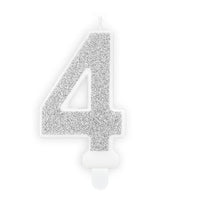 BOUGIE ANNIVERSAIRE CHIFFRE 4 ARGENT 7CM