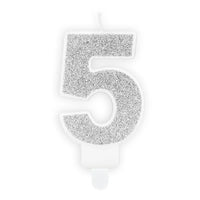 BOUGIE ANNIVERSAIRE CHIFFRE 5 ARGENT 7CM