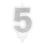 BIRTHDAY CANDLE NUMBER 5 SILVER 7CM