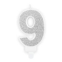 BOUGIE ANNIVERSAIRE CHIFFRE 9 ARGENT 7CM