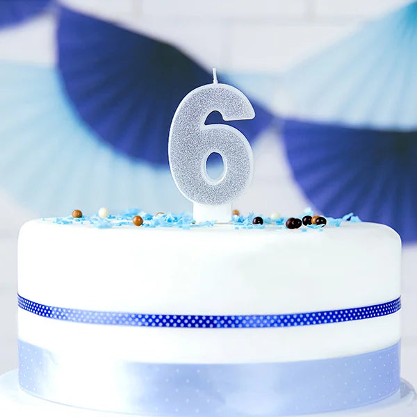 BOUGIE ANNIVERSAIRE CHIFFRE 6 ARGENT 7CM