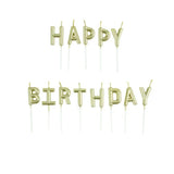 SET 13 CANDLES LETTERS HAPPY BIRTHDAY GOLD 8CM