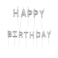 SET 13 BOUGIES LETTRES HAPPY BIRTHDAY ARGENT 8CM