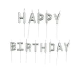 SET 13 CANDLES LETTERS HAPPY BIRTHDAY SILVER 8CM