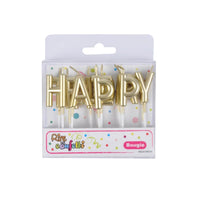 SET 13 BOUGIES LETTRES HAPPY BIRTHDAY OR 8CM