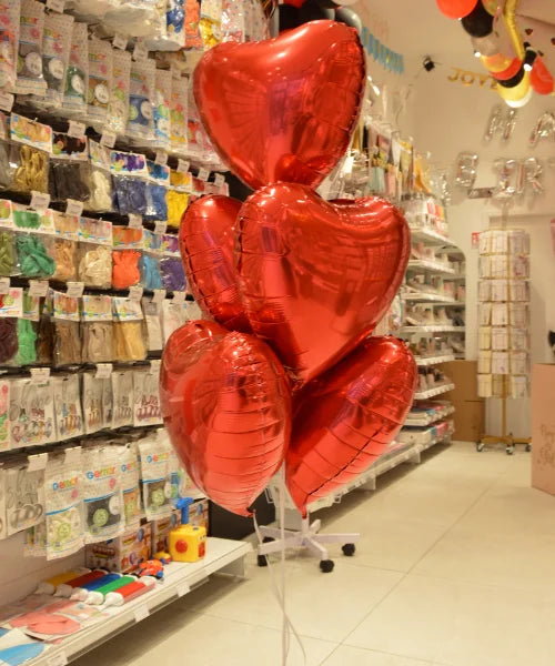 Bouquet de 5 ballons cœur rouge à l’hélium