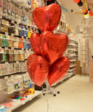 BOUQUET OF RED HEART ALUMINUM BALLOONS