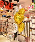 BOUQUET OF 6 HEART + ROUND ALU BALLOONS 45CM