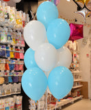 BOUQUET OF 10 LATEX BALLOONS 30CM | BLUE + WHITE