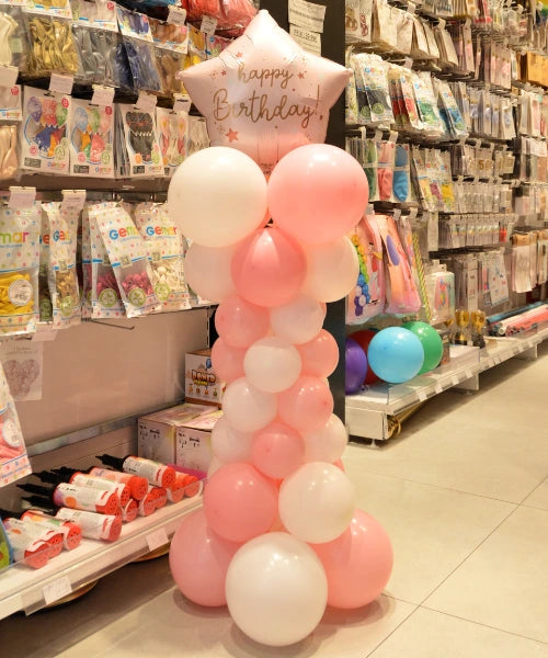 COLONNE DE BALLONS + BALLON HAPPY BIRTHDAY