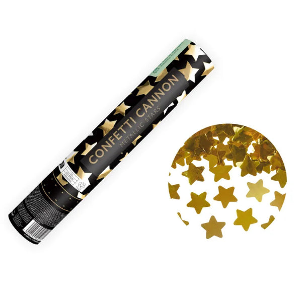 CONFETTI CANNON 40CM RECTANGLE GOLD 