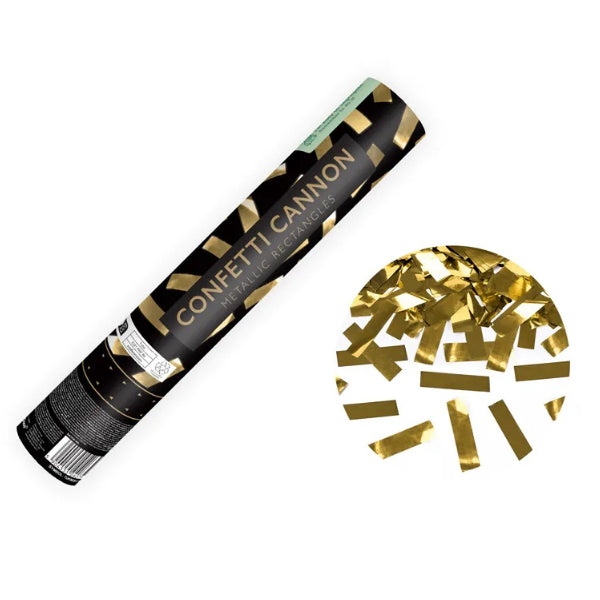 CONFETTI CANNON 40CM RECTANGLE GOLD 