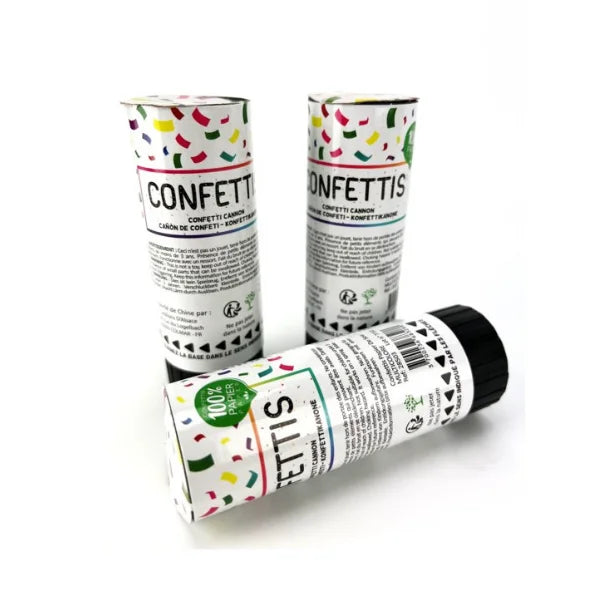 3 CANONS CONFETTIS 11 CM MULTICOLOR PAPIER DE SOIE