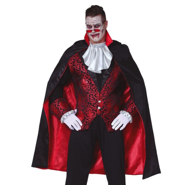 Cape réversible noire et rouge adulte pour déguisement Halloween