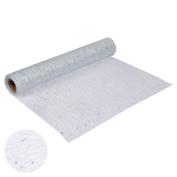 CHEMIN DE TABLE SEQUINS 30CM*4M ARGENT