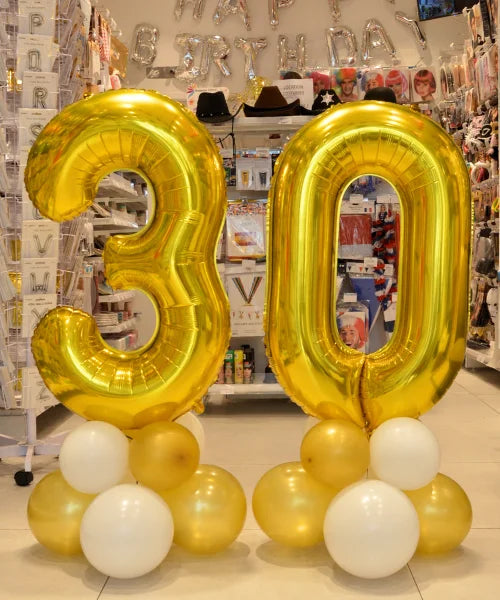 Décoration anniversaire ballon chiffre stable et personnalisée