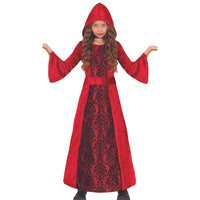 déguisement chaperon rouge fille Halloween avec tunique à capuche rouge et ceinture