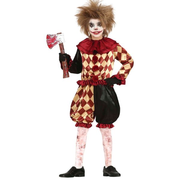 déguisement clown terrifiant pour garçon, costume d’Halloween rouge et noir
