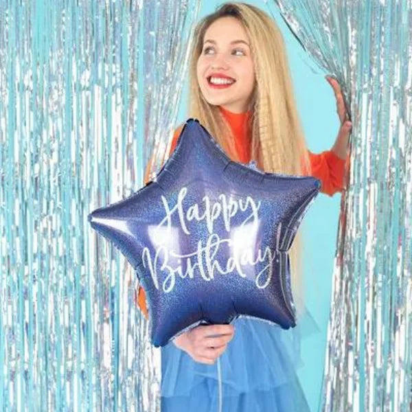 BALLON ETOILE HAPPY BIRTHDAY 40CM BLEU