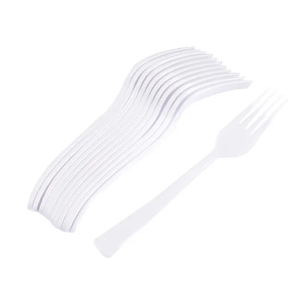 SET OF 12 REUSABLE FORKS PS WHITE H18.5CM