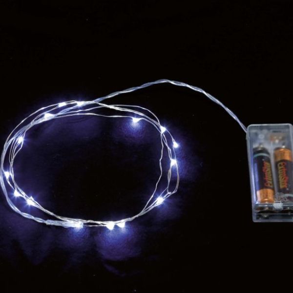 guirlande LED fil argent blanc froid avec boîtier pile