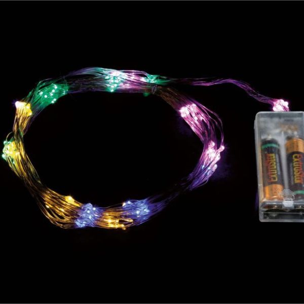 guirlande LED fil cuivre multicolore avec boîtier piles