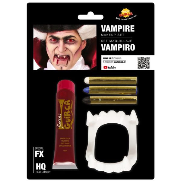MAQUILLAGE VAMPIRE (FAUX SANG 20ML + DENTIER + CRAYONS)
