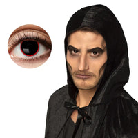 Lentilles Halloween noires avec cercle rouge pour vampire ou démon