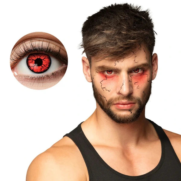 Lentilles Halloween rouges veineuses pour vampire, zombie ou démon