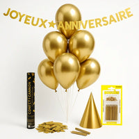 Pack Chic Doré – Ballons Hélium, Guirlande & Déco