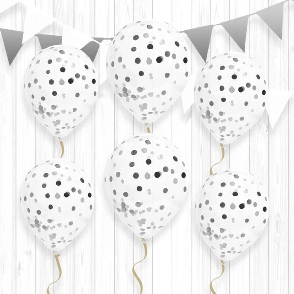 BAG OF 6 GOLDEN CONFETTI BALLOONS 45CM