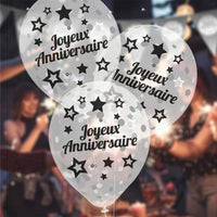 BAG OF 6 GOLDEN CONFETTI BALLOONS 45CM