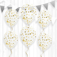 BAG OF 6 GOLDEN CONFETTI BALLOONS 45CM
