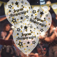 BAG OF 6 GOLDEN CONFETTI BALLOONS 45CM
