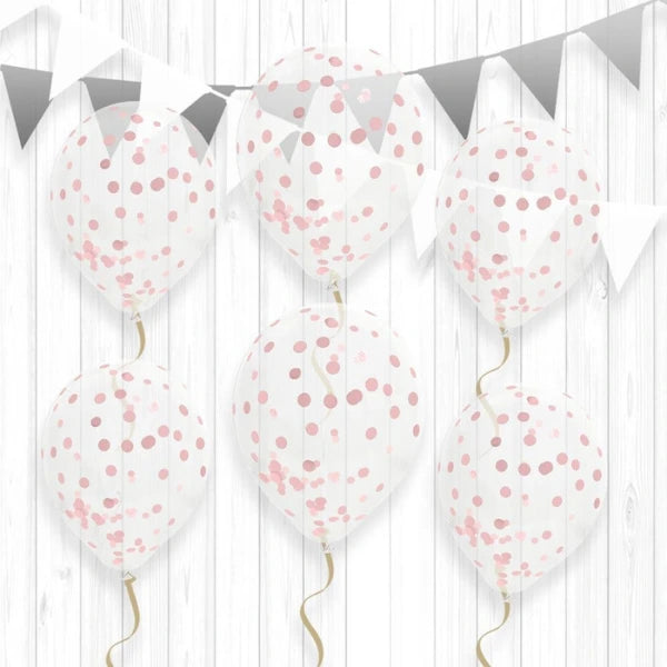 BAG OF 6 GOLDEN CONFETTI BALLOONS 45CM
