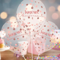 BAG OF 6 GOLDEN CONFETTI BALLOONS 45CM