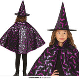 SET SORCIÈRE 50 CMS NOIR POUR ENFANTS (cape+chapeau)