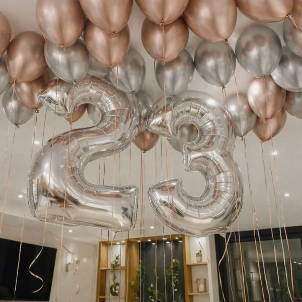 SET-UP ANNIVERSAIRE CHIFFRES & PLAFOND DE BALLONS HÉLIUM