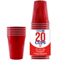 SET OF 20 RED PLASTIC CUPS 53CL - A FESTIVE AND SUSTAINABLE TABLE DECORATION