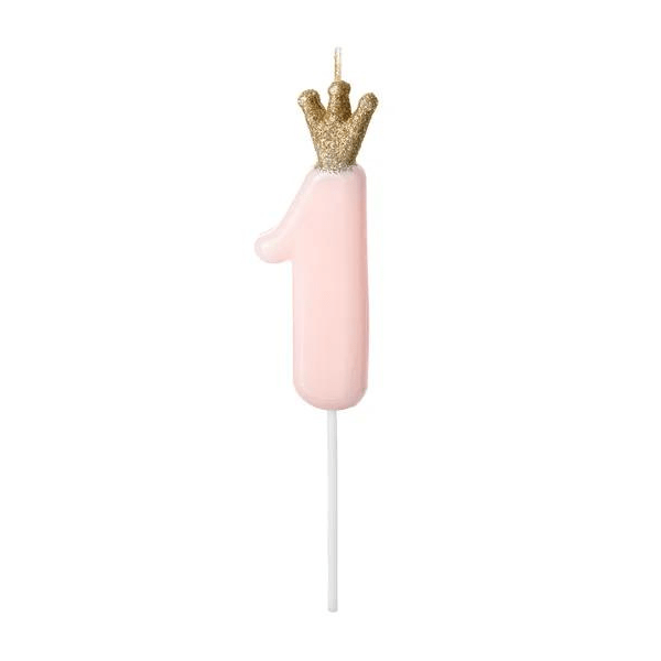 9.5CM NUMBER 1 PINK BIRTHDAY CANDLE