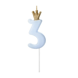 BOUGIE ANNIVERSAIRE BLEU CHIFFRE 3 DE 9.5CM