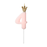 BOUGIE ANNIVERSAIRE ROSE CHIFFRE 4 DE 9.5CM