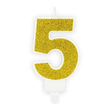 BIRTHDAY CANDLE NUMBER 5 GOLD 7CM