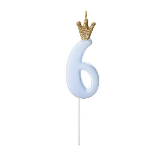 BOUGIE ANNIVERSAIRE BLEU CHIFFRE 6 DE 9.5CM