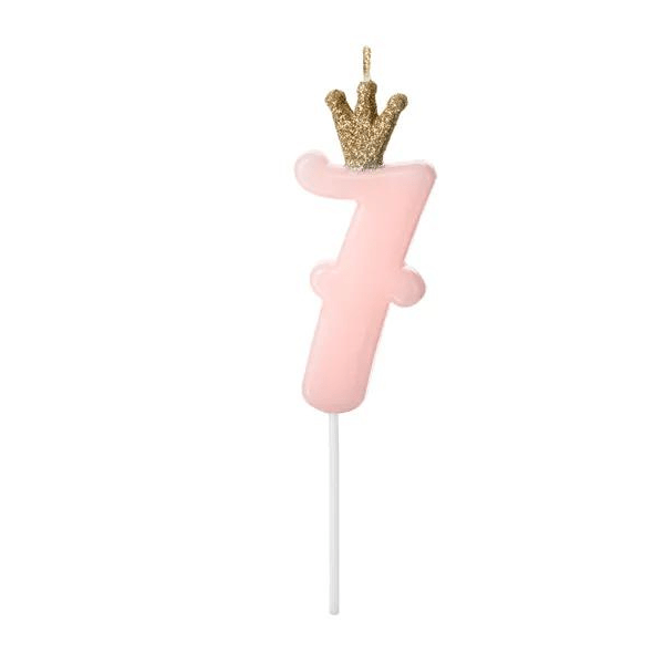 BOUGIE ANNIVERSAIRE ROSE CHIFFRE 7 DE 9.5CM