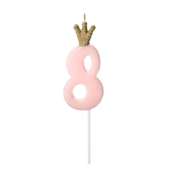 9.5CM NUMBER 8 PINK BIRTHDAY CANDLE