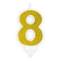 BIRTHDAY CANDLE FIGURE 8 GOLD 7CM