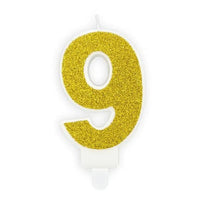 BIRTHDAY CANDLE NUMBER 9 GOLD 7CM