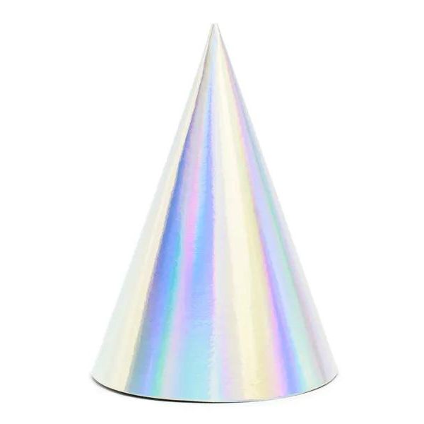 CONE PARTY HATS IRIDISCENT X6