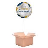 MY BOX BALLON "JOYEUX ANNIVERSAIRE BLEU MARBRE" 45CM